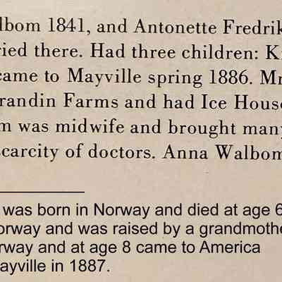 Walbom family information, courtesy the Mayville Diamond Jubilee (1881-1956) book: Otto Kristian and Antonette Marie Walbom family