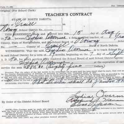 Norway School No. 3, 1942-1943 Teacher's Contract