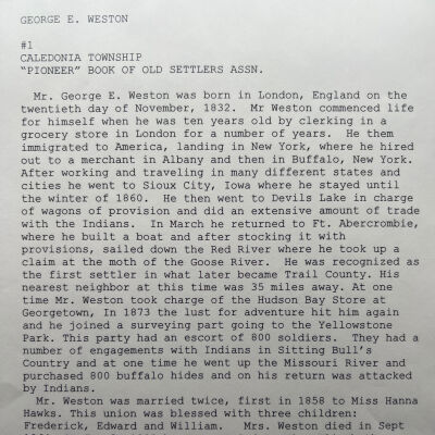 George E. Weston, pioneer data