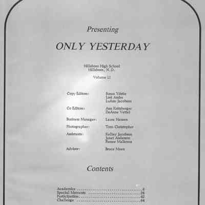 Hillsboro High School: 1979 Yearbook title and contents page