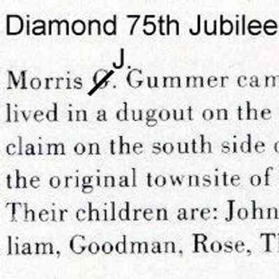 Page 53, Diamond 75th Jubilee, 1881-1956, Mayville, Traill County, North Dakota: Information on Morris J. and Anne (Evens) Gummer