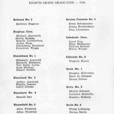 Traill County Rural Schools: 15 June 1955 Eighth Grade Graduates, page 1