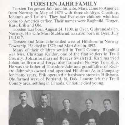 Traill County History, Yesteryears, Vol. I.: Torsten and Mari Jahr family, page 94