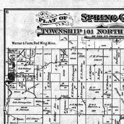 1878 Atlas map of Spring Grove Township, Houston County, MN: Knut O. Pikop land in Sections 5, 6 and 8