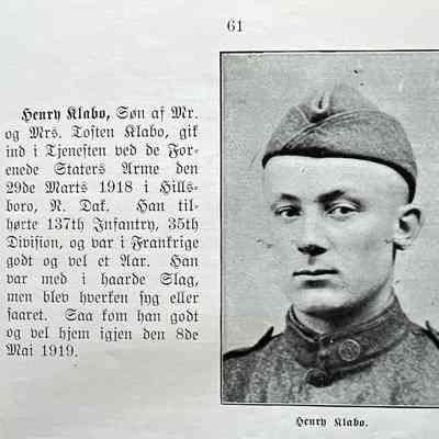 Henry Klabo, joined US Army in Hillsboro, ND