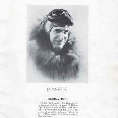 Hatton High School 1930 Yearbook: Dedication page to Carl Ben Eielson