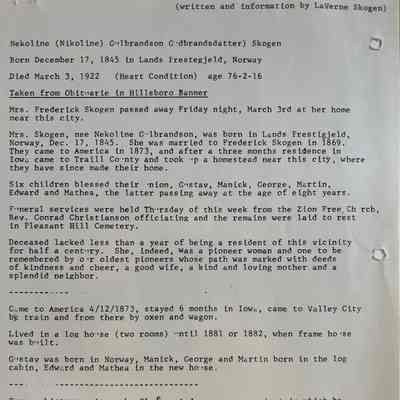 Nikoline (Gulbrandson) Skogen: Page 1