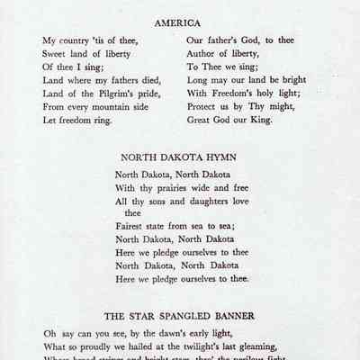 Traill County Rural Schools: 12 June 1964 Eighth Grade Graduation Program songs