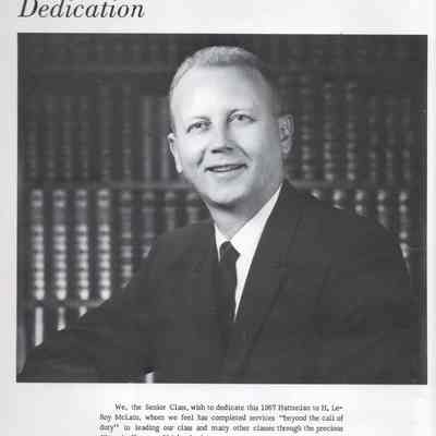 Hatton High School: 1967 Yearbook dedication page
