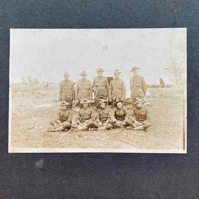 Traill County, ND, National Guard Company L soldiers at Camp Bruce McCoy, Sparta, WI. Photo dated August 1910.