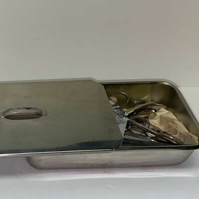Stainless steel tray for surgical instruments