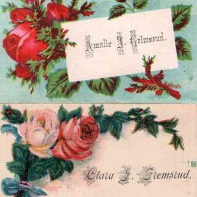Amalie and Clara Grimsrud calling cards