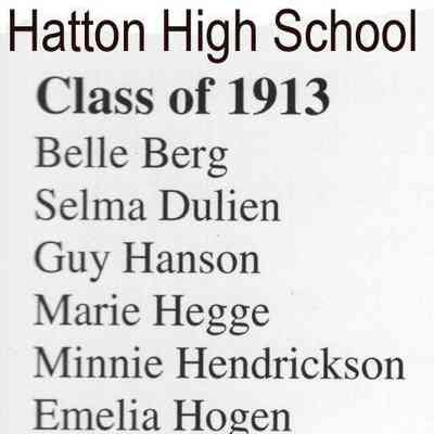 Hatton High School: Class of 1913 list of graduating students