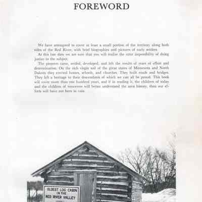 1964, Old Settler's Memorial Monument Association, Goose River section, Red River Valley, ND & MN: Pioneers, A Look into the Past: Foreword, Page 3