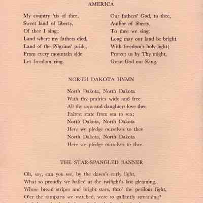 Traill County Rural Schools: 1954 Eighth Grade Graduation Program songs