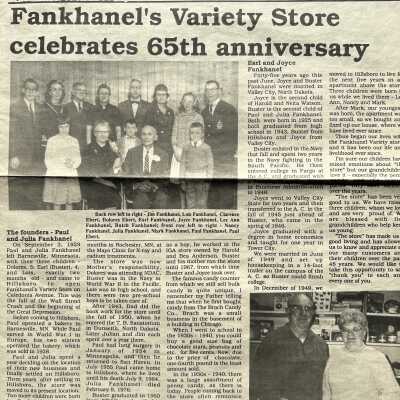 Fankhandel family: Paul and Julia Fankhandel, variety store business in Hillsboro