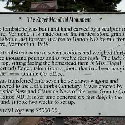 Information sign about the Enger Memorial Monument, taken 2025