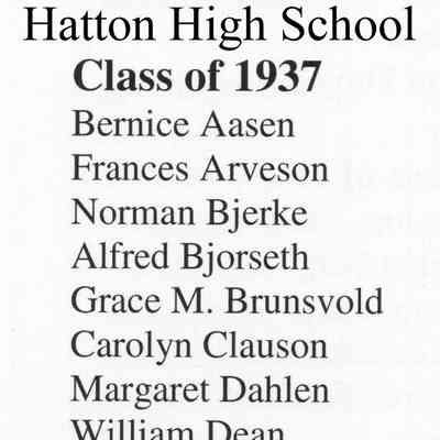 Hatton High School: Class of 1937 list of graduating students, part 1