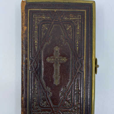 Bible with inscriptions including "To Sorine Christopherson", dated 1887, and "Donated by Carl Ellofson", dated 1975.