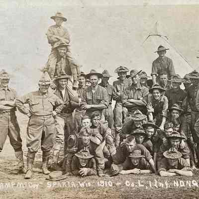 Traill County, ND, National Guard Company L at Camp McCoy, Sparta, WI. Photo date: 10 August 1915