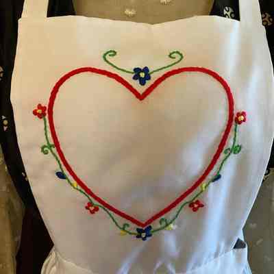 White Embroidered Apron