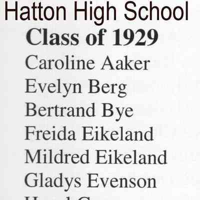 Hatton High School: Class of 1929 list of graduating students