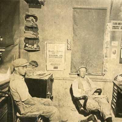 Unknown Men in Office of Flour and Feed Store