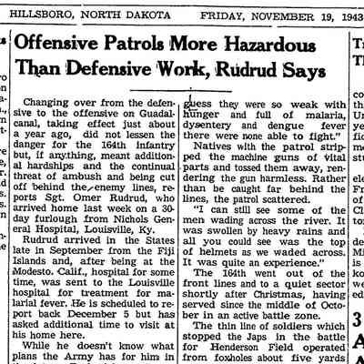 Page 1, Hillsboro Banner, 19 November 1943