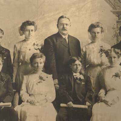 Pastor G. Sebald with Our Savior's Lutheran Church Confirmation Class of 1905