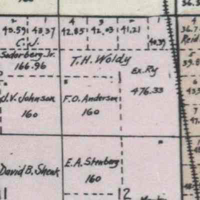 1900 map, NE portion of Logan (Wold) Township, Traill County, ND: Wold land in Sect. 1