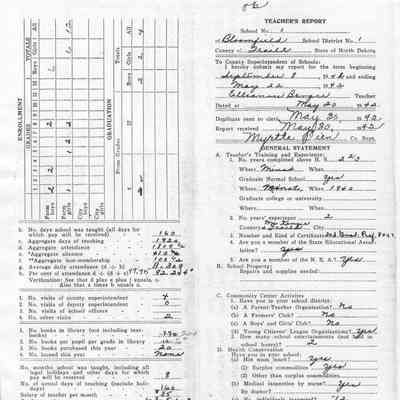 Bloomfield School No. 1: Elleanore Bergie, Teacher's Report, 20 May 1942