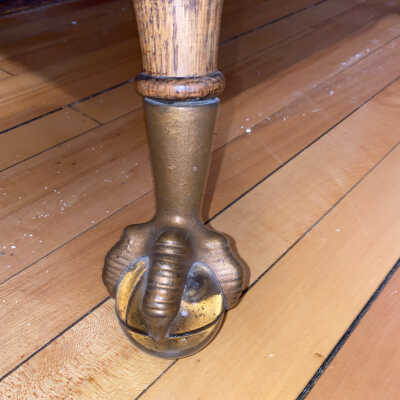 Oak Parlor Table with Marble Clawed Feet - Wold Farm