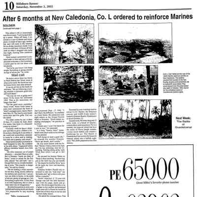 Page 10, Hillsboro Banner, 2 November 2002: Soldier Carl Vettel letters home article by Michelle McLean, part 3