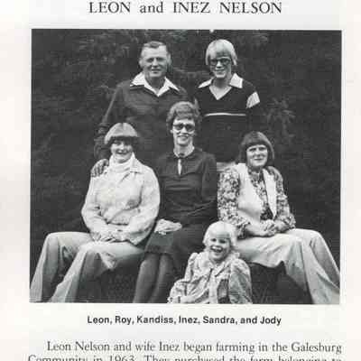 Galesburg Centennial Book, page 287: Leon and Inez (Amb) Nelson family history