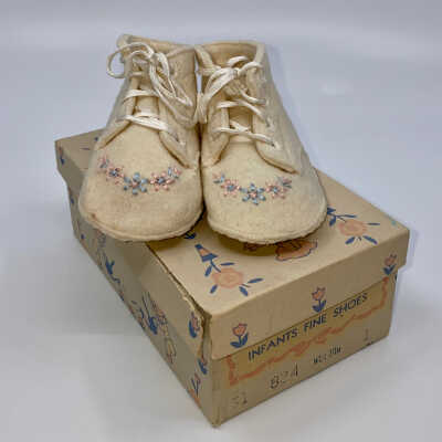 Felt Booties with Pink & Blue Embroidery