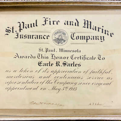 Earle R. Sarles Certificate