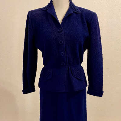 Two Piece Navy Blue Wool Suit