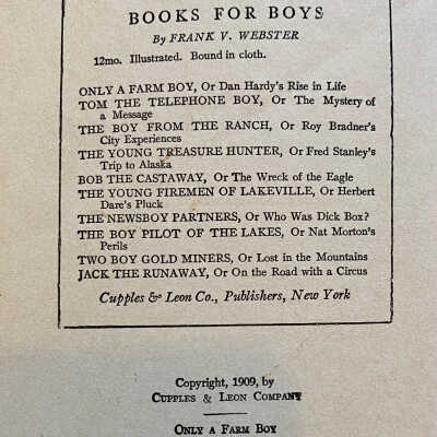 Only a Farm Boy by Frank V. Webster