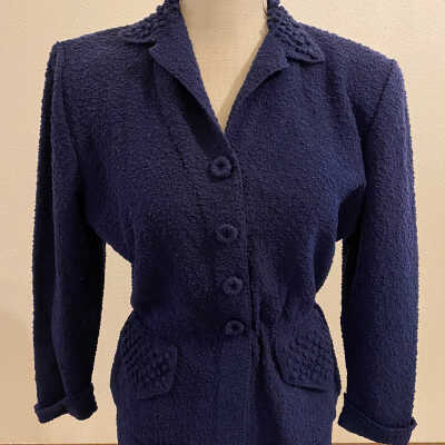 Two Piece Navy Blue Wool Suit worn by Mabel Rosted