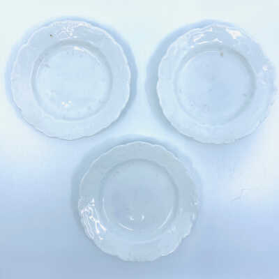 Three Small White China Plates for Play