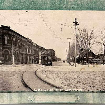Postcard - Front Street, West Fargo, ND - To Miss Mary Wold in Mayville, ND
