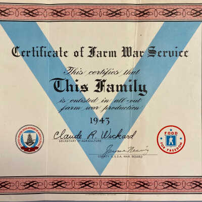 Certificate of Farm War Service