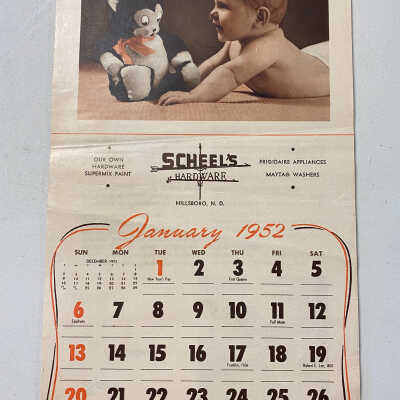 1952 Scheel’s Hardware Calendar
