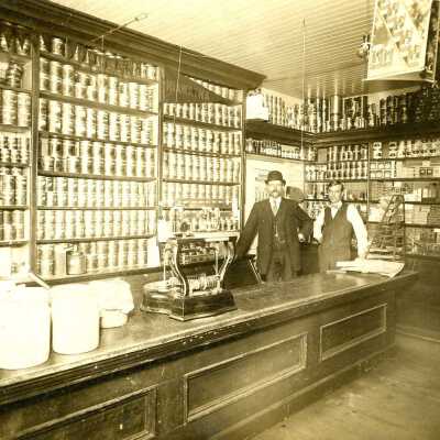 Simon and Carl Anderson in their store in the early 1900's,