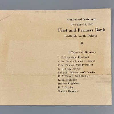 1946 First & Farmers Bank Condensed Statement