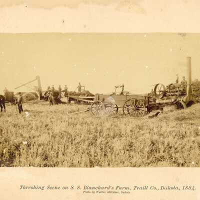 Threshing Scene on S. S. Blanchard's Farm, Traill County , Dakota, 1884