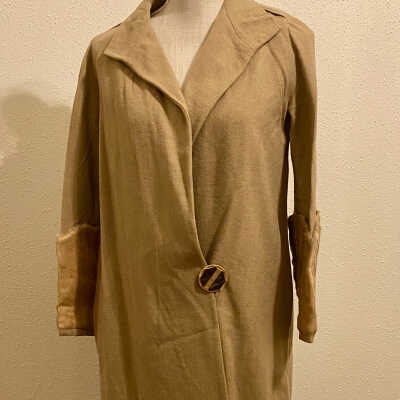 Tan Coat with Fur Trimmed Cuffs