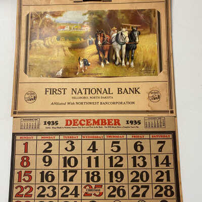 1935 First National Bank Calendar