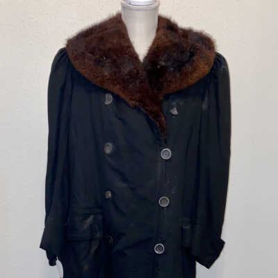 Black Coat with Otter Fur Collar