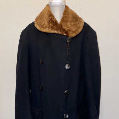 Black Wool Coat with Brown Fun Lining